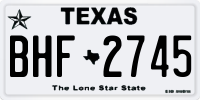 TX license plate BHF2745