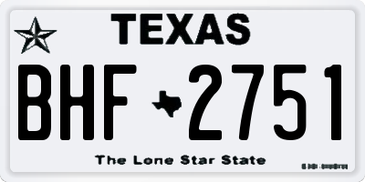 TX license plate BHF2751