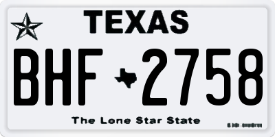 TX license plate BHF2758