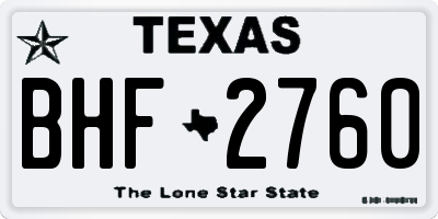 TX license plate BHF2760