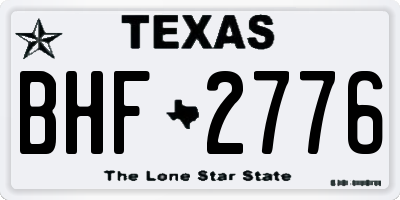TX license plate BHF2776