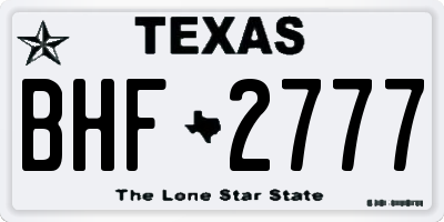 TX license plate BHF2777
