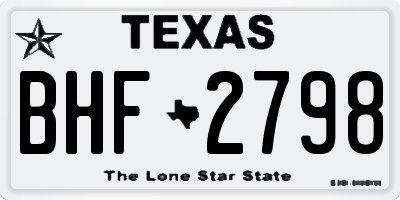 TX license plate BHF2798