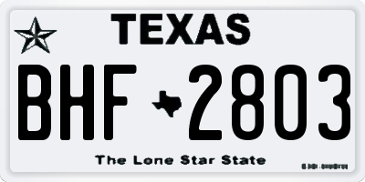 TX license plate BHF2803