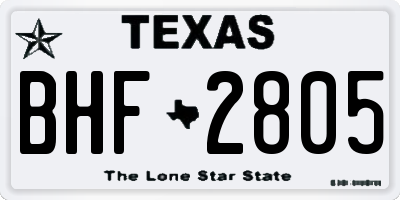 TX license plate BHF2805