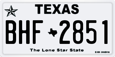 TX license plate BHF2851