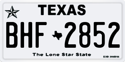 TX license plate BHF2852
