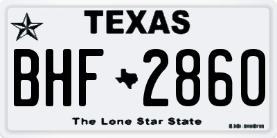TX license plate BHF2860