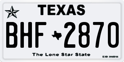TX license plate BHF2870