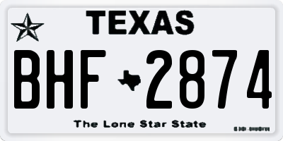 TX license plate BHF2874