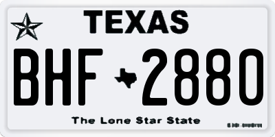 TX license plate BHF2880