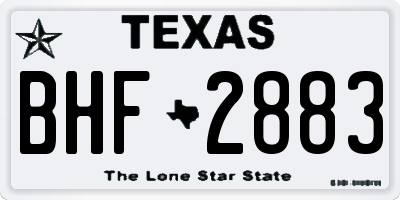 TX license plate BHF2883