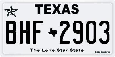 TX license plate BHF2903