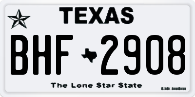TX license plate BHF2908