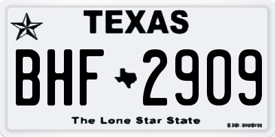 TX license plate BHF2909