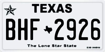 TX license plate BHF2926