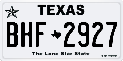 TX license plate BHF2927