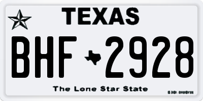 TX license plate BHF2928