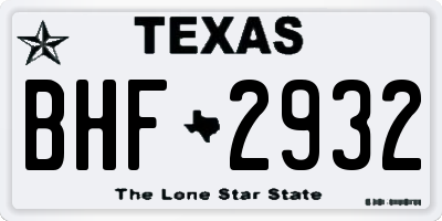 TX license plate BHF2932