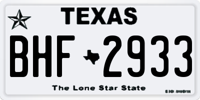 TX license plate BHF2933