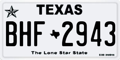 TX license plate BHF2943
