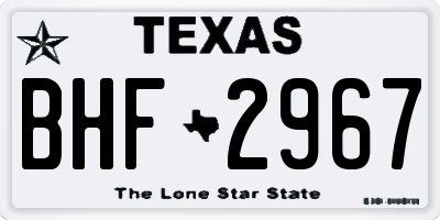 TX license plate BHF2967