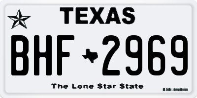 TX license plate BHF2969