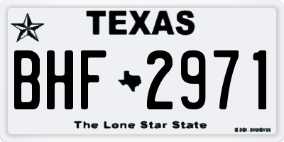 TX license plate BHF2971