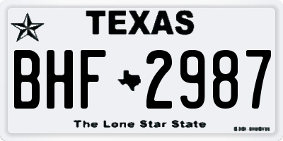 TX license plate BHF2987