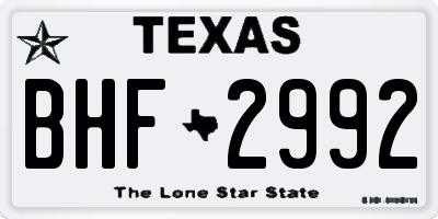 TX license plate BHF2992