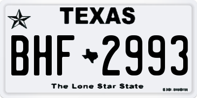 TX license plate BHF2993
