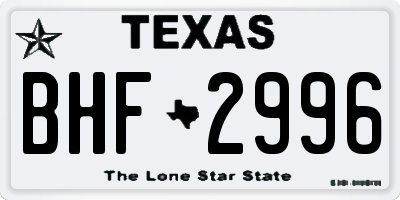 TX license plate BHF2996