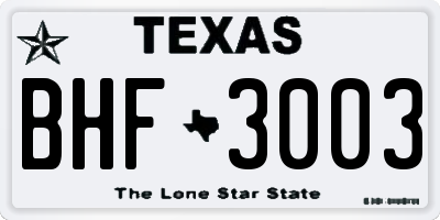 TX license plate BHF3003