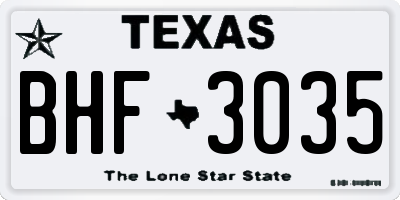 TX license plate BHF3035