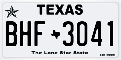 TX license plate BHF3041
