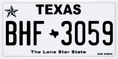 TX license plate BHF3059