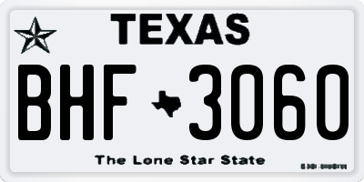 TX license plate BHF3060