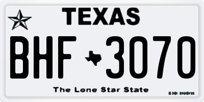 TX license plate BHF3070