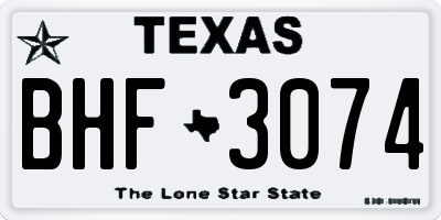 TX license plate BHF3074