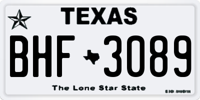TX license plate BHF3089