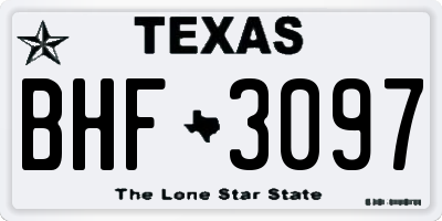 TX license plate BHF3097