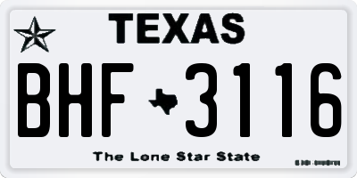 TX license plate BHF3116