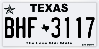 TX license plate BHF3117
