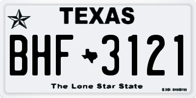 TX license plate BHF3121