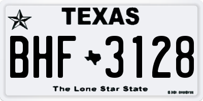 TX license plate BHF3128