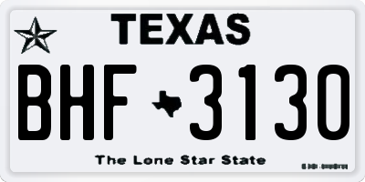 TX license plate BHF3130