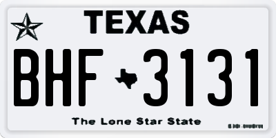 TX license plate BHF3131