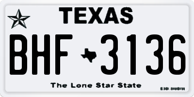 TX license plate BHF3136