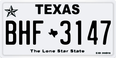TX license plate BHF3147