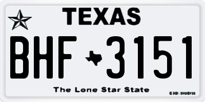 TX license plate BHF3151